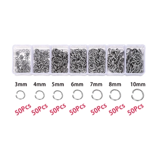 350er Set Edelstahl Biegeringe 3-10mm in transparenter Aufbewahrungsbox für Schmuck