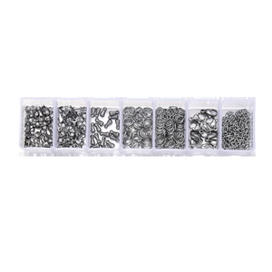 7-Fächer-Box mit gunmetal Karabinerverschlüssen und DIY-Schmuckzubehör-Set