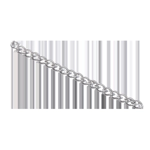 Detailaufnahme einer silbernen Edelstahl-Verlängerungskette mit metallischem Glanz