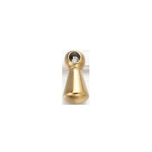 Detail eines goldenen, kegelförmigen Metallanhängers für Schmuck mit Loch oben