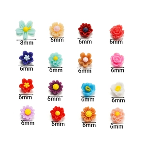 Set mixto de dijes de flores de resina de 6mm y 8mm para joyería DIY y arte de uñas