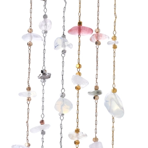 Detailed view of bohemian natural stone chains with polished copper square beads