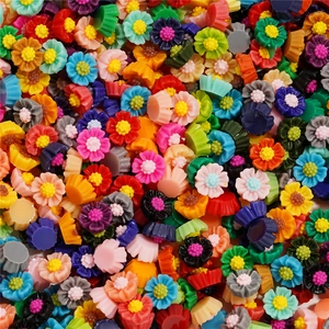 Mezcla de dijes de flores camelia de resina 6mm para manicura DIY y accesorios