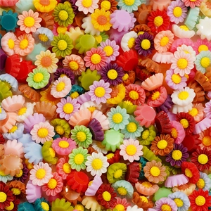 Detalle macro de flores de camelia de resina de 6mm para manicura y joyas DIY
