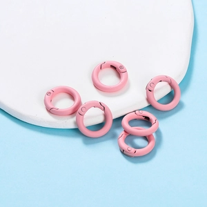 Set aus 6 runden Federring-Verschlüssen in Rosa matt für DIY-Schmuck und Schlüssel
