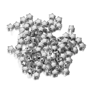 Silver plated CCB star shaped spacer beads with central hole for DIY jewelry making