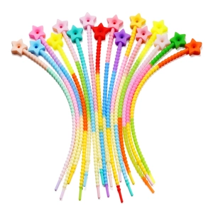 Colorful star-shaped silicone cable ties with beaded texture for DIY bag accessories