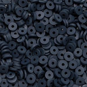 Macro de perles disques de 6 mm en pâte polymère noire pour création de bijoux et DIY