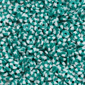 Macro di perle in argilla polimerica da 6mm con effetto marmo verde e bianco per fai-da-te