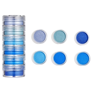 6-color set of pearlescent nail glitters in stackable jars for DIY resin and manicures