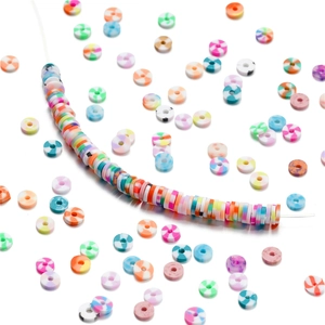 Perline Heishi colorate da 6mm per gioielli fai-da-te con motivi marmorizzati e boho