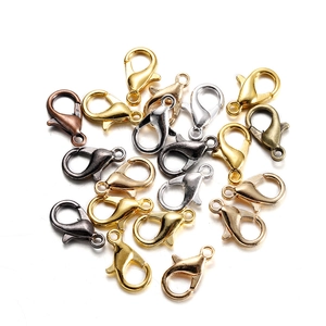 Detail of multi-color lobster clasps and jump rings set for DIY jewelry making