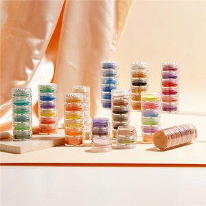 Pearlescent Shimmer Powder Set For Nail Art DIY Resin Crafts Pigment Multi Color Stackable Jars For Creative Makeup Art