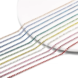 Close-up of 2mm colorful rhinestone claw chains for DIY phone case and jewelry making