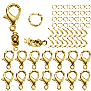 DIY Jewelry Making Findings Set Zinc Alloy Iron Lobster Clasps Open Jump Rings Crimp Bead Tips Electroplated Jewelry Connectors For Necklace Bracelet Handcrafted Accessories