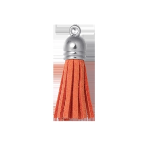 Détail du gland orange avec capuchon argenté pour la création de porte-clés DIY