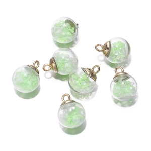 Luminous glass ball pendants with star sequins and golden caps for DIY jewelry making