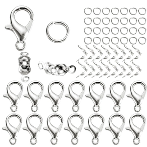 Silver lobster clasps and jump rings jewelry making kit for DIY bracelets and necklaces