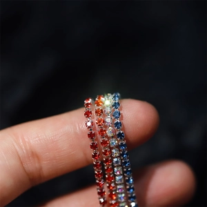 2mm colorful rhinestone claw chains in red, orange, AB white, and navy blue for DIY jewelry
