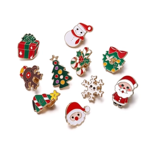 Detailed collection of 10 festive Christmas enamel pins with reindeer and snowman icons