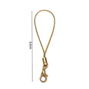 6.5cm gold lobster clasp lanyard with woven cord for DIY phone charms and accessories