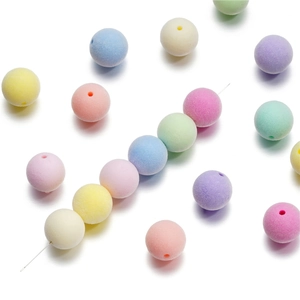 Perles rondes floquées macaron avec trous pour création de bijoux et DIY