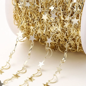 Chaîne plaquée or 18k avec étoiles et lunes pour la création de colliers et bracelets