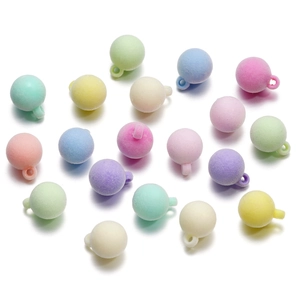 Perles rondes floquées aux couleurs macaron avec anneau pour création de bijoux DIY