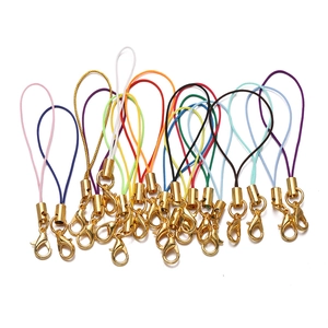 Detailed set of multi-colored nylon phone lanyards with golden lobster clasps for DIY jewelry
