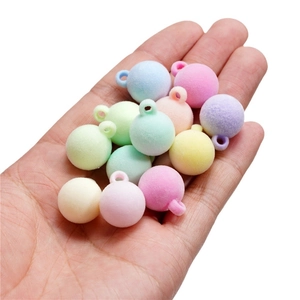 Pendentifs en perles rondes floquées macaron pour bijoux DIY et chaînes de téléphone