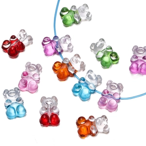 Perline Orsetto in Acrilico Sfumato Bicolore a Forma di Animale Cartone Animato per Creazione Gioielli Collana Bracciale Portachiavi Fatto a Mano DIY