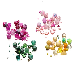 Top view of colorful 8mm glass and resin bead assortments for DIY jewelry making