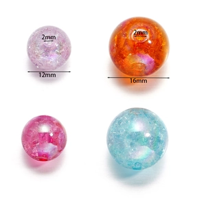 16mm crackle glass acrylic round beads in purple orange and blue for DIY jewelry crafts