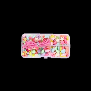 Detailed DIY bead jewelry kit with 10-grid storage box and colorful macaron beads