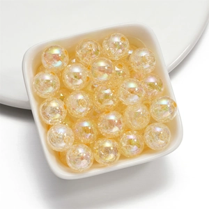 Champagne 16mm acrylic beads with colorful ice crackle effect for DIY jewelry making