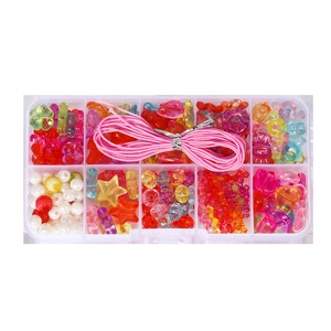 DIY Jewelry Making Beads Kit For Girls Acrylic Colorful Heart Star Flower Beads With Case Educational Handmade Craft