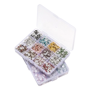 DIY jewelry kit with colorful rhinestone rondelle beads in a transparent plastic storage box