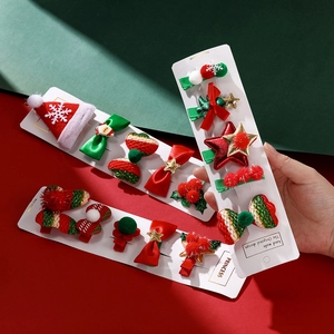 Christmas Hair Clip Set For Girls Women Santa Claus Tree Reindeer Bow Star Festive Hairpins Handmade Hair Accessories Gift