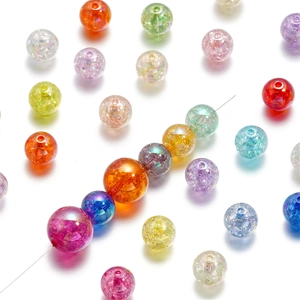 Colorful 16mm acrylic crackle beads for DIY jewelry and phone chain accessories