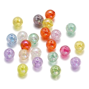 Macro shot of 16mm multi-colored acrylic beads with internal cracked explosion effect