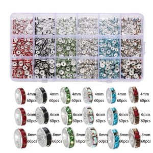 Copper Iron Rhinestone Rondelle Spacer Beads DIY Jewelry Making Material Multicolored Crystal Assorted Colors Craft Accessories