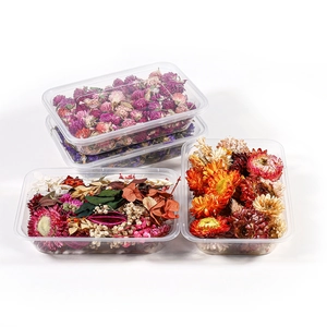 Assorted dried flower heads in clear boxes for DIY candle and jewelry craft making