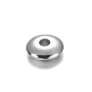 Perla distanziatrice CCB tonda piatta argento lucido per creazione braccialetti fai da te