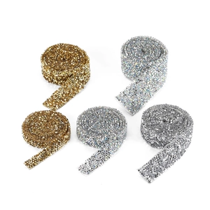 5 rolls of self-adhesive rhinestone ribbons in gold silver and iridescent AB colors