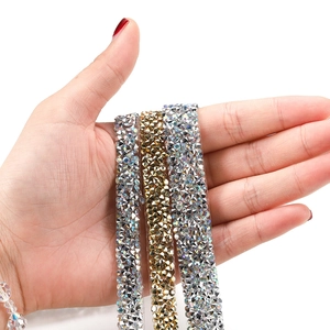 Sparkling rhinestone trim strips in gold and silver for DIY wedding dress and crafts