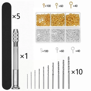 Handboor set met microboren, schuurstaafjes en oogschroeven voor DIY sieraden maken hobby