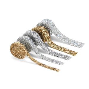 Rotoli di nastro di strass in resina autoadesivi oro e argento per abiti fai da te