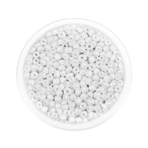 Perline di vetro bianco perlato da 3-4mm in scatola tonda per gioielli fai da te