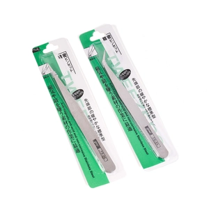 Vue détaillée des pinces de précision TS-12 et TS-15 en acier inoxydable antimagnétique