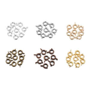 6mm copper spring ring clasps in six metallic colors for DIY jewelry necklaces